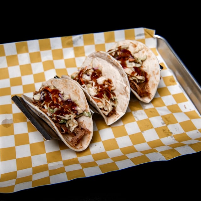 3 Pulled Pork Tacos.